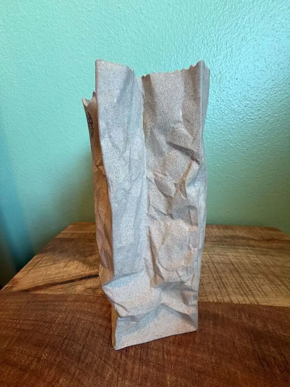 Geary's Beverly Hills Vintage Trompe L'oeil Ceramic Brown Paper Bag Vase